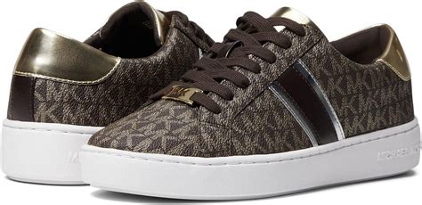 michael kors irving logo and metallic leather stripe sneaker|Irving Metallic Leather and Logo Sneaker .